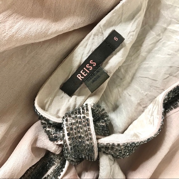 REISS Beaded Top Blouse Cut Out Tie Back Size 6 - Picture 11 of 16